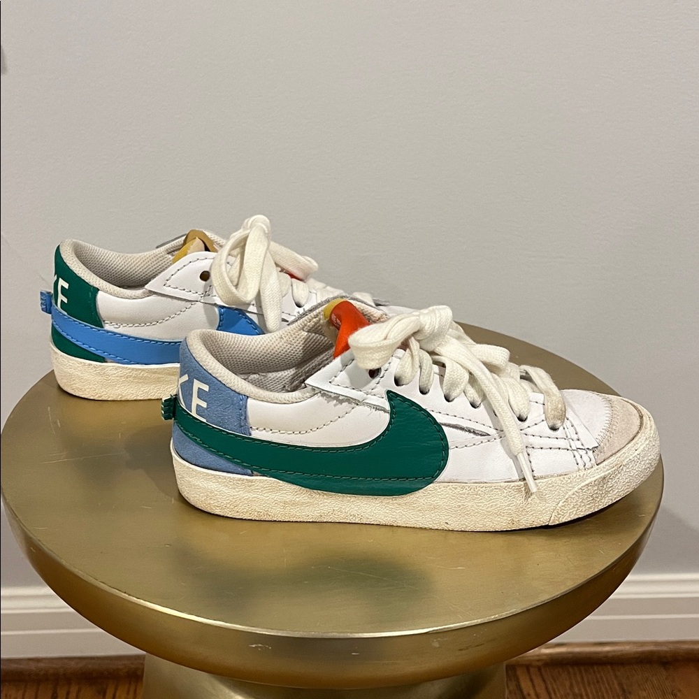 Nike White, Green and Blue Sneakers with Accents